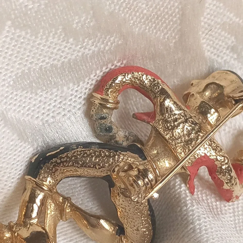 RARE Set Female Male Gypsy Dancer Enamel coral black Gold faux pearl READ 2